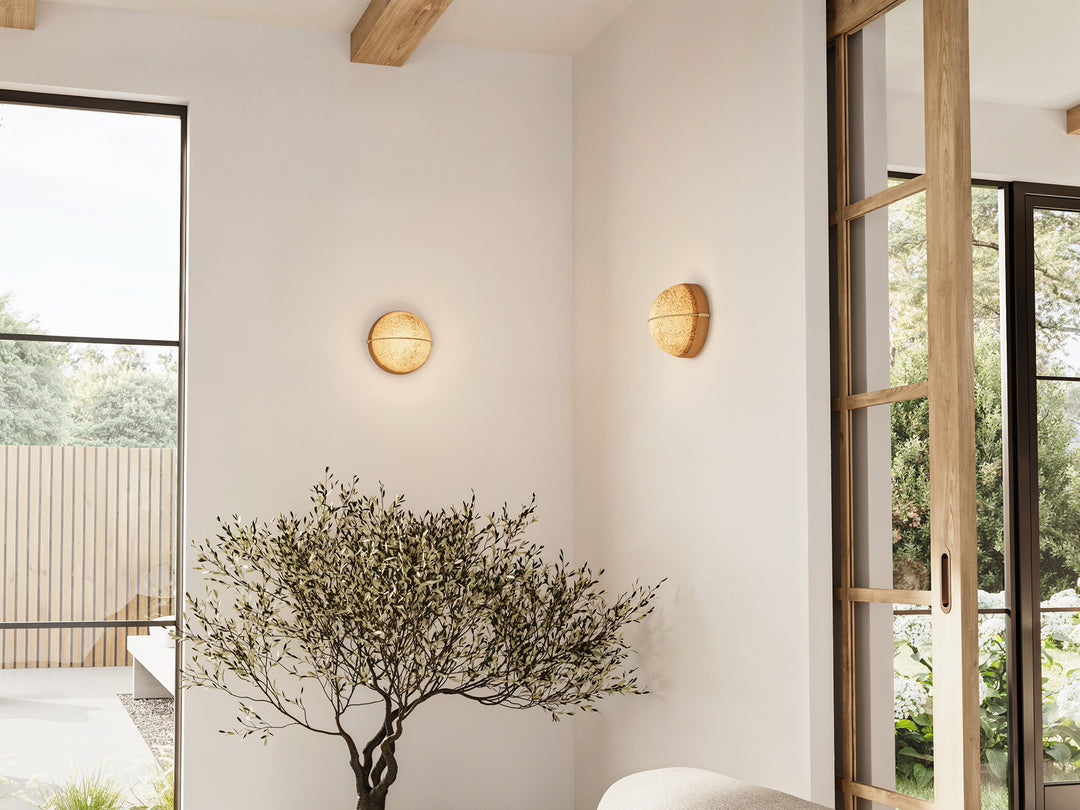 Cerno Sona Sconce glowing in a modern interior