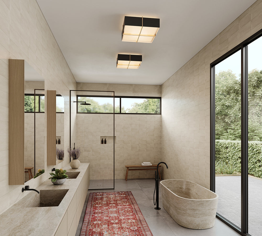 Cerno Veram LED Flush Mount in a modern bathroom