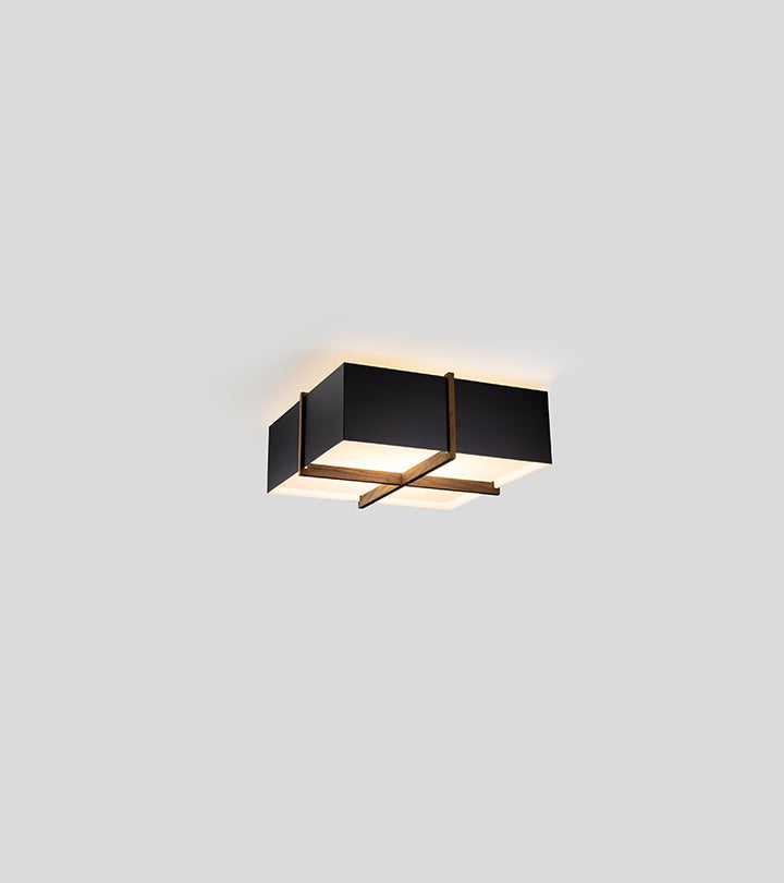 Cerno Veram LED Flush Mount in matte black and walnut
