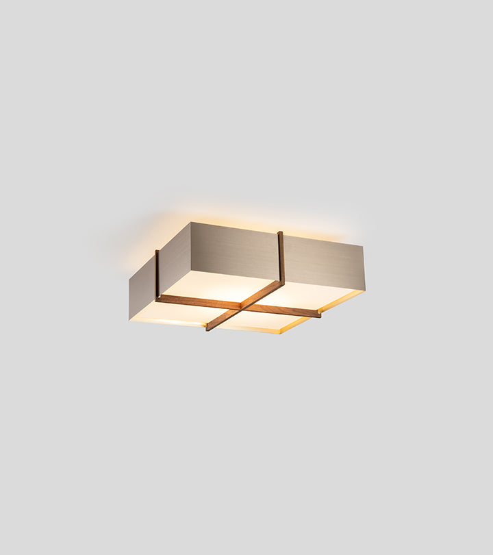 Cerno Veram LED Flush Mount in brushed rose gold and walnut