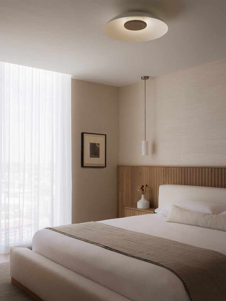 Cerno Volo LED Flush Mount in a modern bedroom