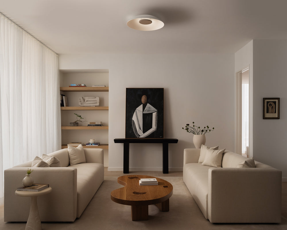 Cerno Volo LED Flush Mount in a warm modern living room