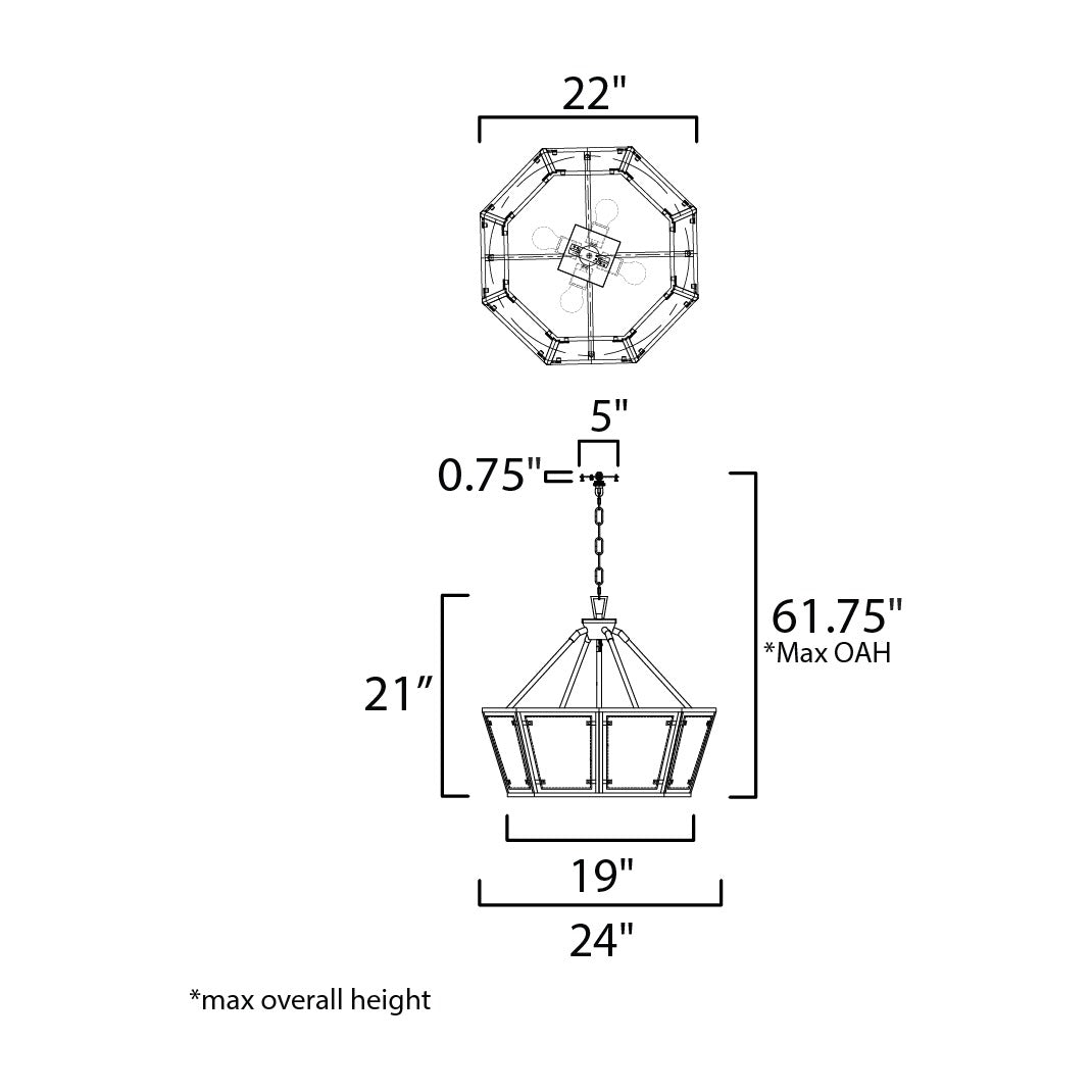 Montauk 4-Light Chandelier by Studio M Lighting – line drawing