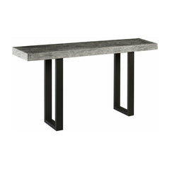 Chamcha Wood Console Table Metal U Legs, Gray Stone Finish Phillips Collection