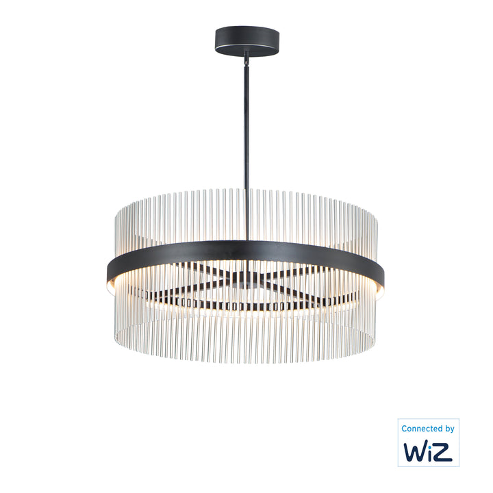 Chimes 34" LED Pendant WiZ by ET2 Lighting in Black / Satin Nickel finish