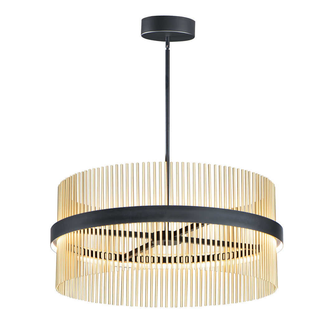 Chimes 5CCT Select 36" Pendant by ET2 Lighting in Black / Satin Brass, front view