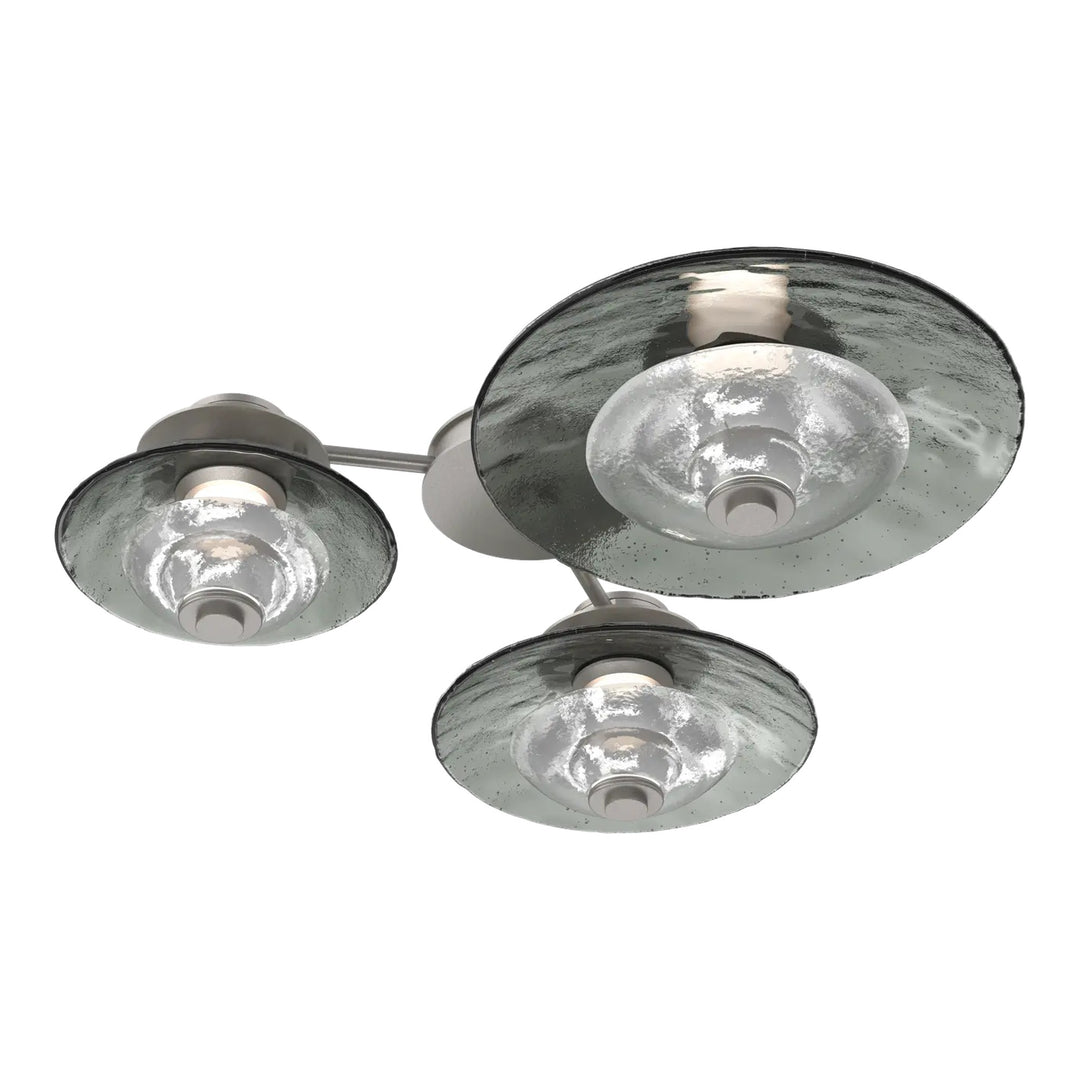 Cirrus Hub &amp; Spoke by Hammerton Studio in Beige Silver with Smoke Granite glass (3 Lights)