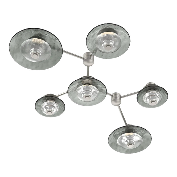 Cirrus Hub &amp; Spoke by Hammerton Studio in Beige Silver with Smoke Granite glass (6 Light Linear)