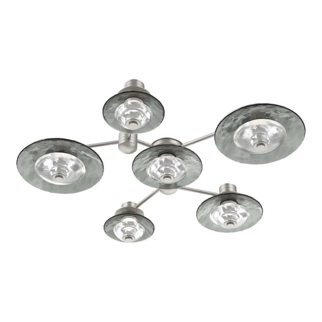 Cirrus Hub &amp; Spoke by Hammerton Studio in Beige Silver with Smoke Granite glass (6 Light Round)