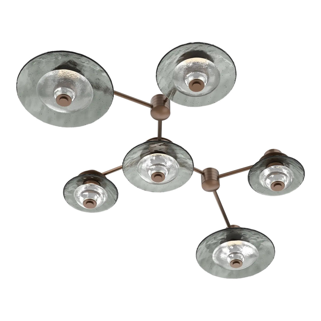 Cirrus Hub &amp; Spoke by Hammerton Studio in Burnished Bronze with Smoke Granite glass (6 Light Linear)