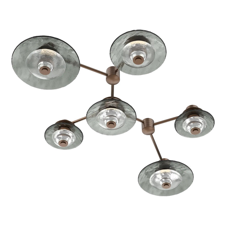 Cirrus Hub &amp; Spoke by Hammerton Studio in Burnished Bronze with Smoke Granite glass (6 Light Linear)