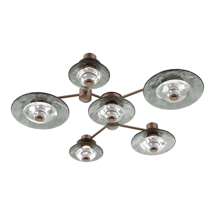 Cirrus Hub &amp; Spoke by Hammerton Studio in Burnished Bronze with Smoke Granite glass (6 Light Round)