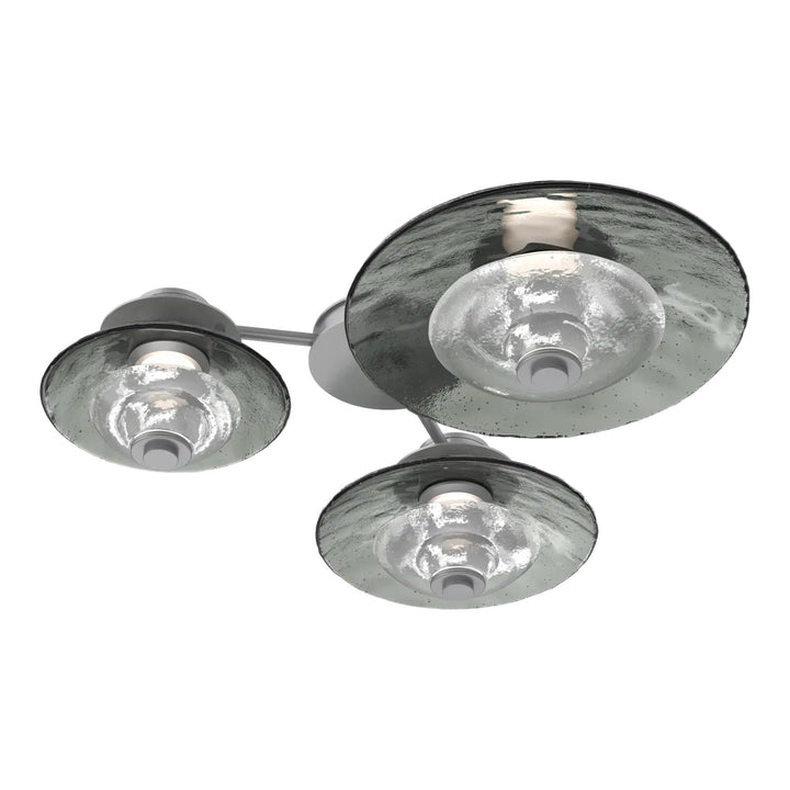 Cirrus Hub &amp; Spoke by Hammerton Studio in Classic Silver with Smoke Granite glass (3 Lights)