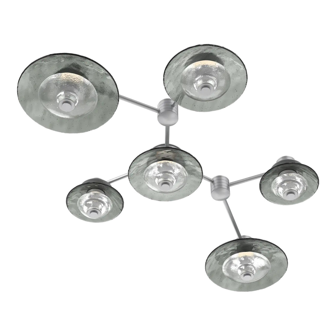 Cirrus Hub &amp; Spoke by Hammerton Studio in Classic Silver with Smoke Granite glass (6 Light Linear)