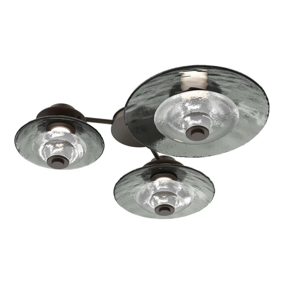 Cirrus Hub &amp; Spoke by Hammerton Studio in Flat Bronze with Smoke Granite glass (3 Lights)