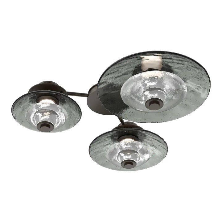 Cirrus Hub &amp; Spoke by Hammerton Studio in Flat Bronze with Smoke Granite glass (3 Lights)