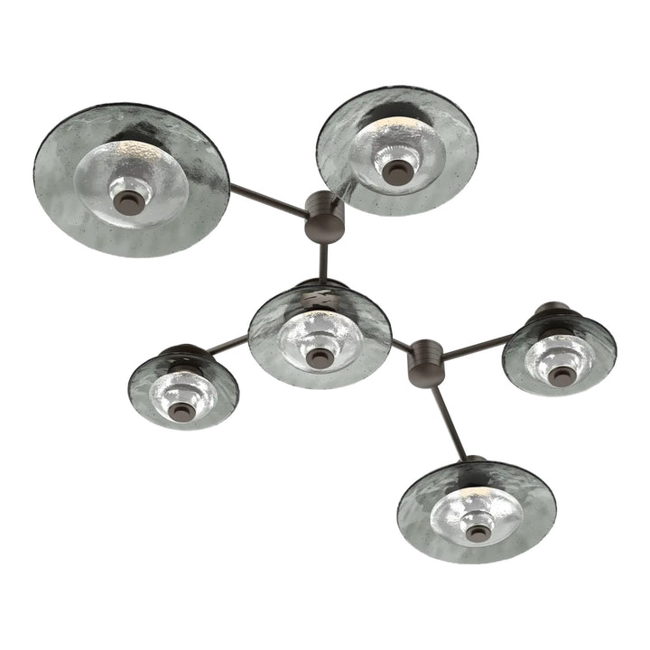 Cirrus Hub &amp; Spoke by Hammerton Studio in Flat Bronze with Smoke Granite glass (6 Light Linear)