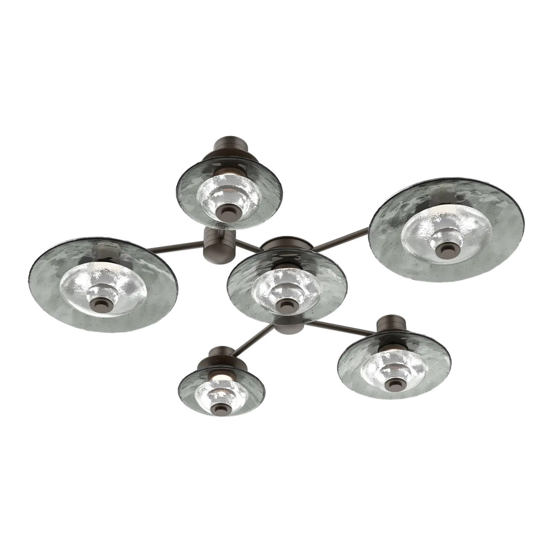 Cirrus Hub &amp; Spoke by Hammerton Studio in Flat Bronze with Smoke Granite glass (6 Light Round)
