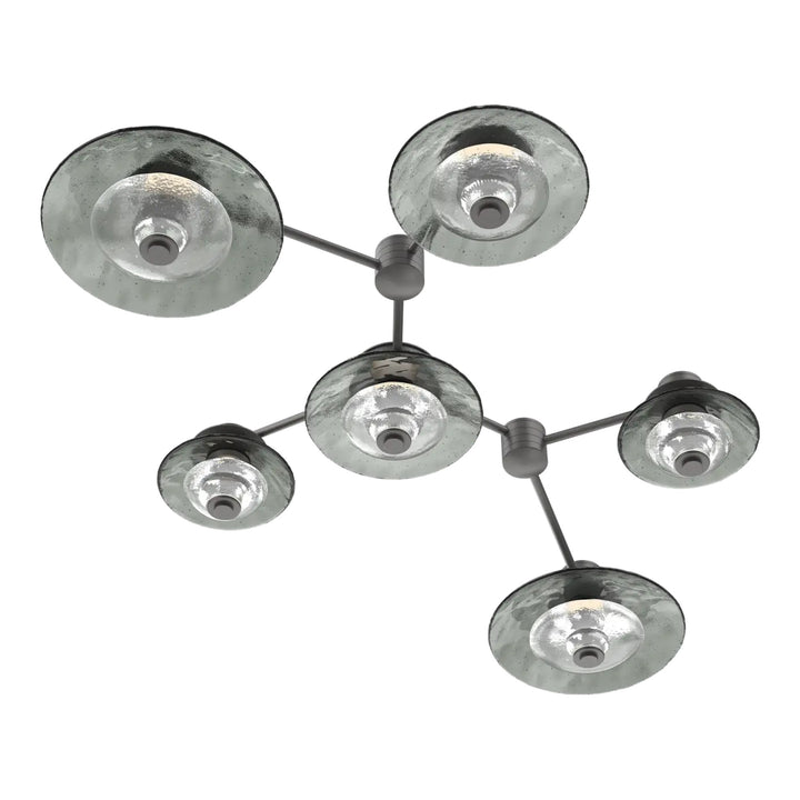 Cirrus Hub &amp; Spoke by Hammerton Studio in Graphite with Smoke Granite glass (6 Light Linear)
