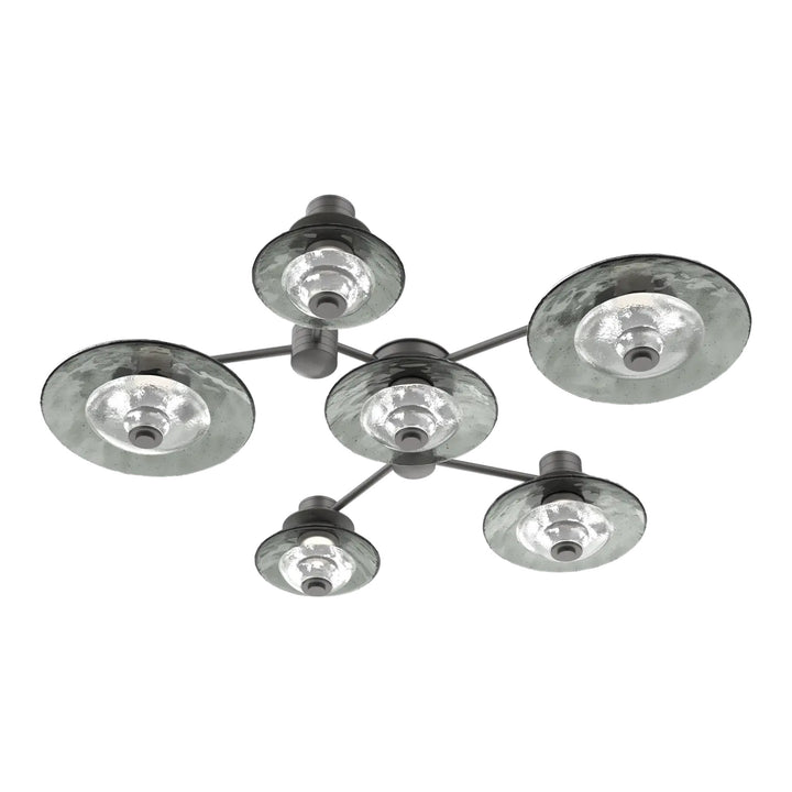 Cirrus Hub &amp; Spoke by Hammerton Studio in Graphite with Smoke Granite glass (6 Light Round)