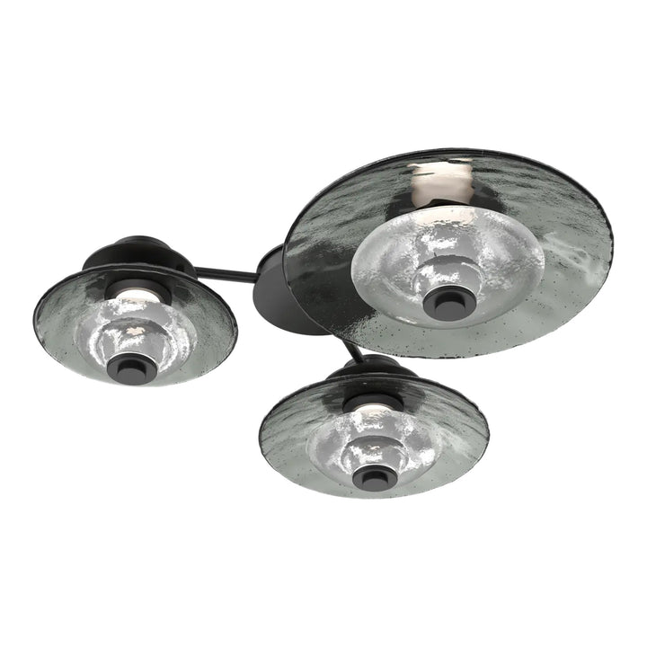 Cirrus Hub &amp; Spoke by Hammerton Studio in Matte Black with Smoke Granite glass (3 Lights)
