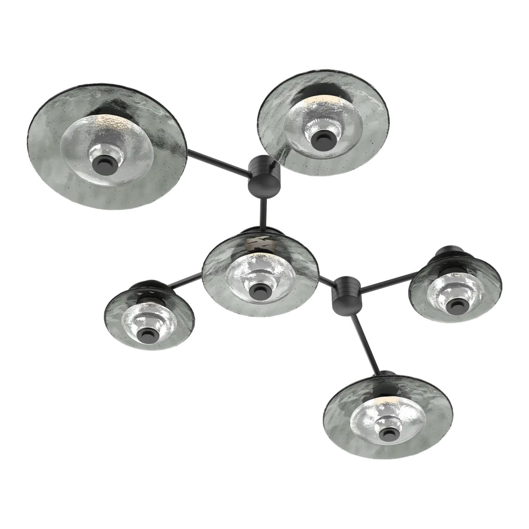 Cirrus Hub & Spoke by Hammerton Studio in Matte Black with Smoke Granite glass (6 Light Linear)