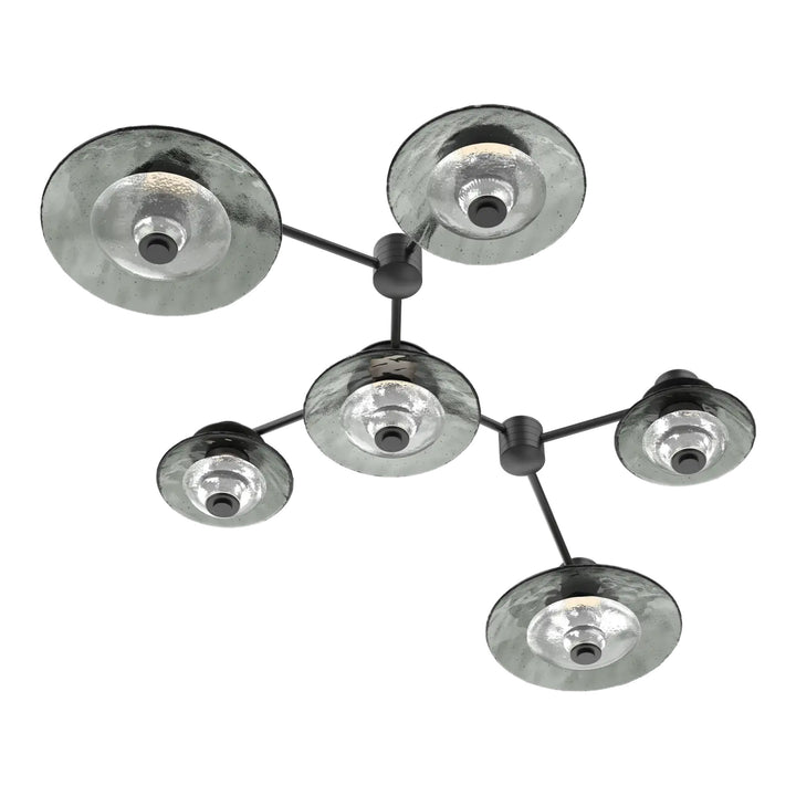 Cirrus Hub &amp; Spoke by Hammerton Studio in Matte Black with Smoke Granite glass (6 Light Linear)