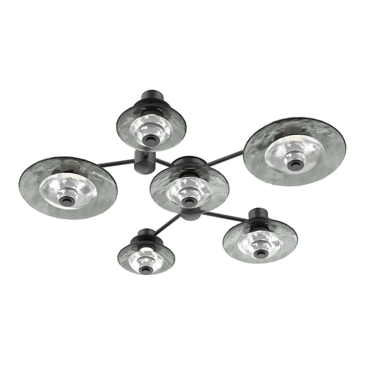 Cirrus Hub &amp; Spoke by Hammerton Studio in Matte Black with Smoke Granite glass (6 Light Round)