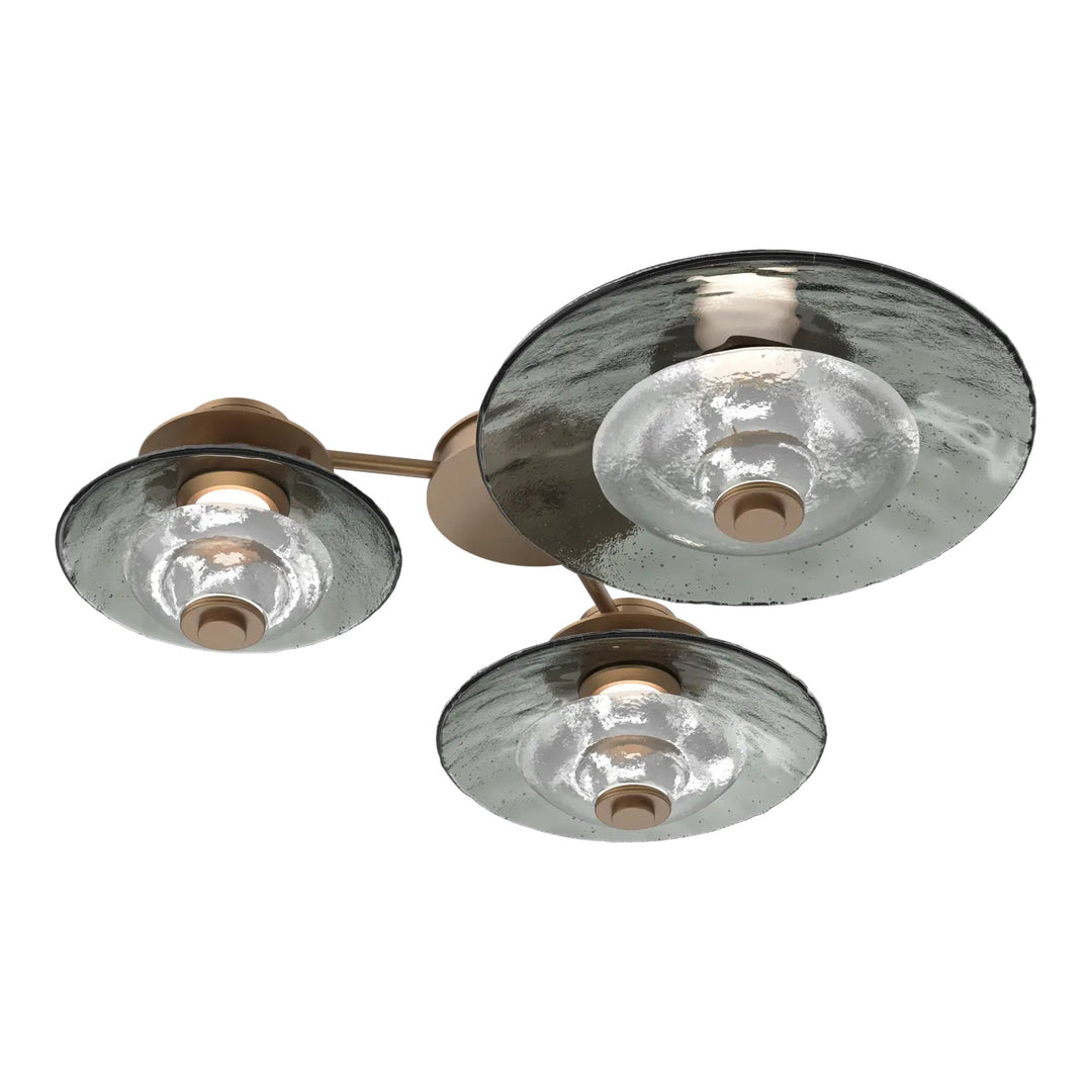 Cirrus Hub &amp; Spoke by Hammerton Studio in Novel Brass with Smoke Granite glass (3 Lights)