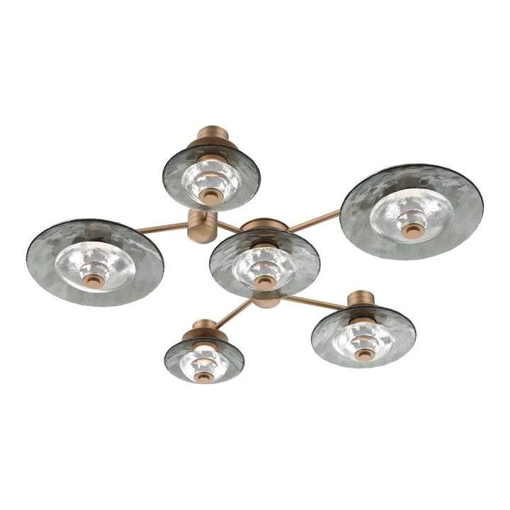 Cirrus Hub &amp; Spoke by Hammerton Studio in Novel Brass with Smoke Granite glass (6 Light Round)