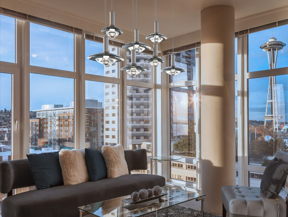 Cirrus Linear Pendant Chandelier by Hammerton Studio in a styled interior