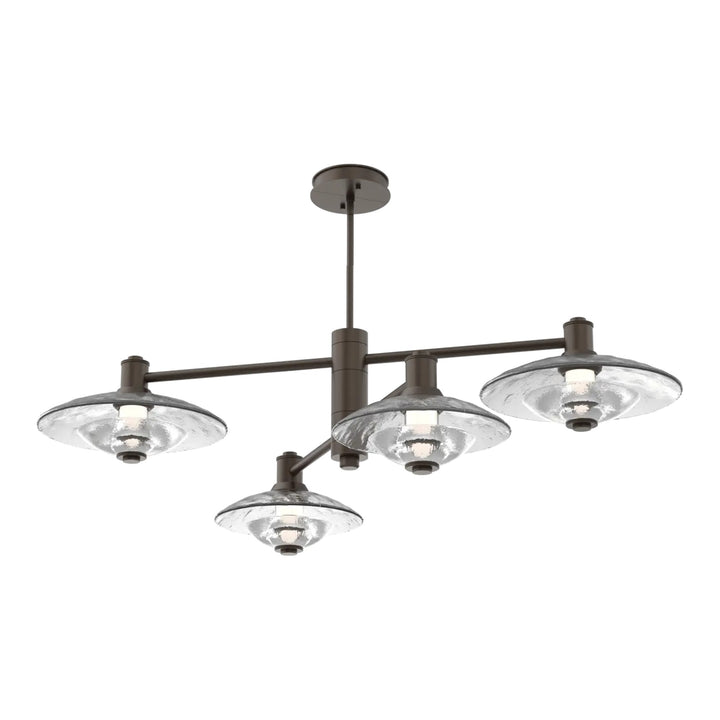 Cirrus Mobile Chandelier by Hammerton Studio in Flat Bronze with Clear Granite glass (4 Lights)