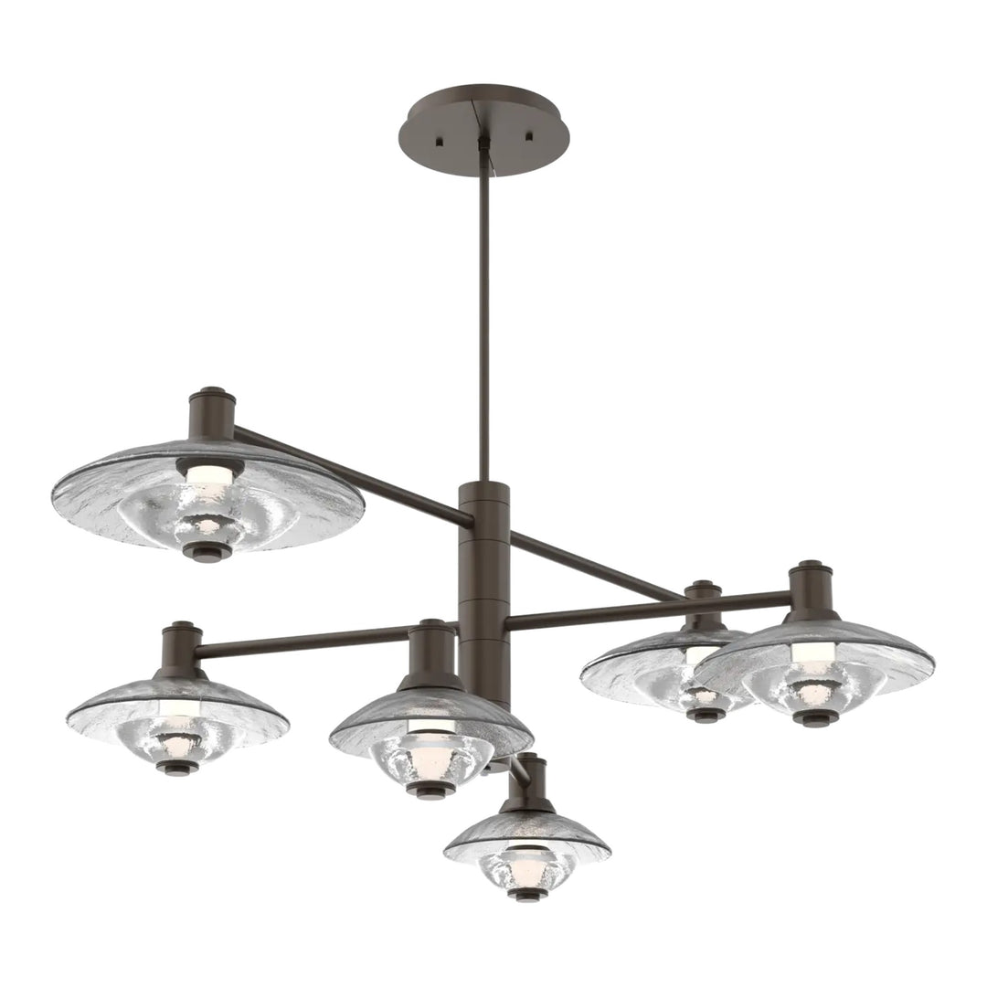 Cirrus Mobile Chandelier by Hammerton Studio in Flat Bronze with Clear Granite glass (6 Lights)