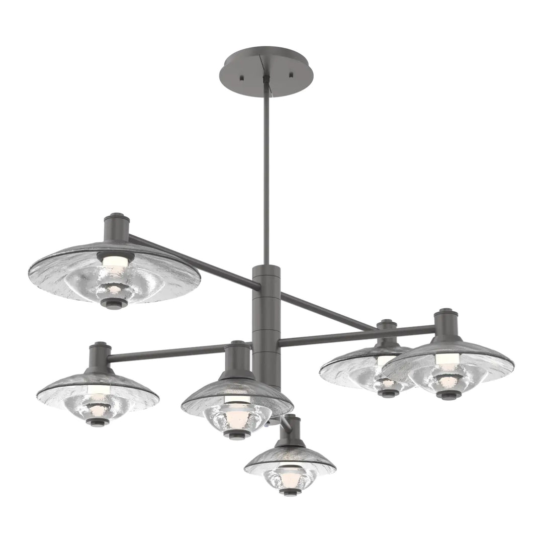 Cirrus Mobile Chandelier by Hammerton Studio in Graphite with Clear Granite glass (6 Lights)