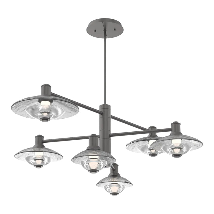 Cirrus Mobile Chandelier by Hammerton Studio in Graphite with Clear Granite glass (6 Lights)
