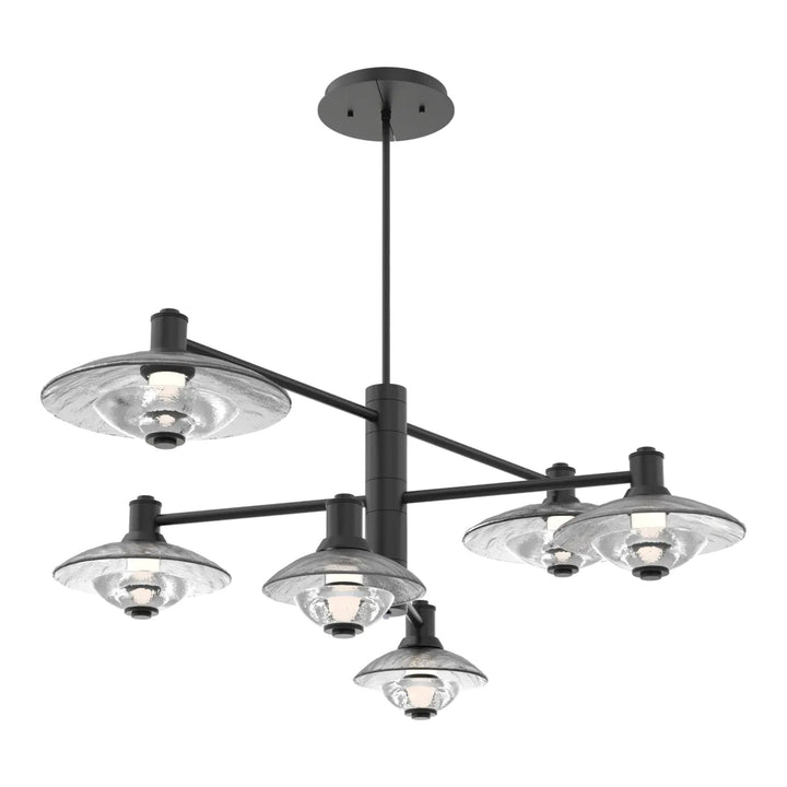 Cirrus Mobile Chandelier by Hammerton Studio in Matte Black with Clear Granite glass (6 Lights)