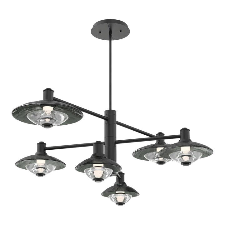 Cirrus Mobile Chandelier by Hammerton Studio in Matte Black with Smoke Granite glass