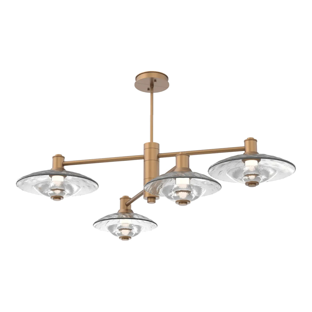 Cirrus Mobile Chandelier by Hammerton Studio in Novel Brass with Clear Granite glass (4 Lights)