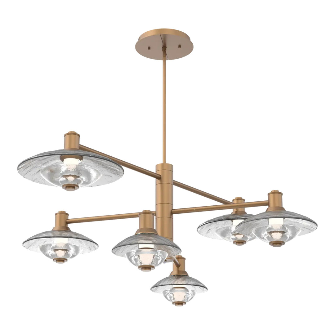 Cirrus Mobile Chandelier by Hammerton Studio in Novel Brass with Clear Granite glass (6 Lights)