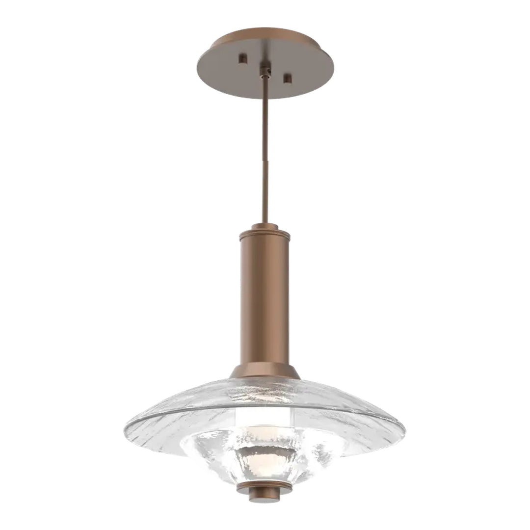 Cirrus Pendant by Hammerton Studio in Burnished Bronze with Clear Granite glass (Medium)