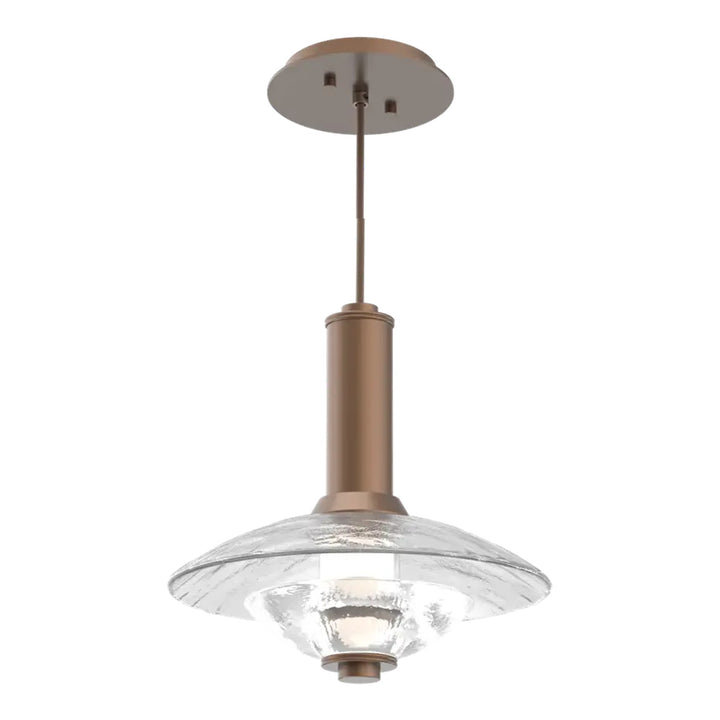 Cirrus Pendant by Hammerton Studio in Burnished Bronze with Clear Granite glass (Medium)