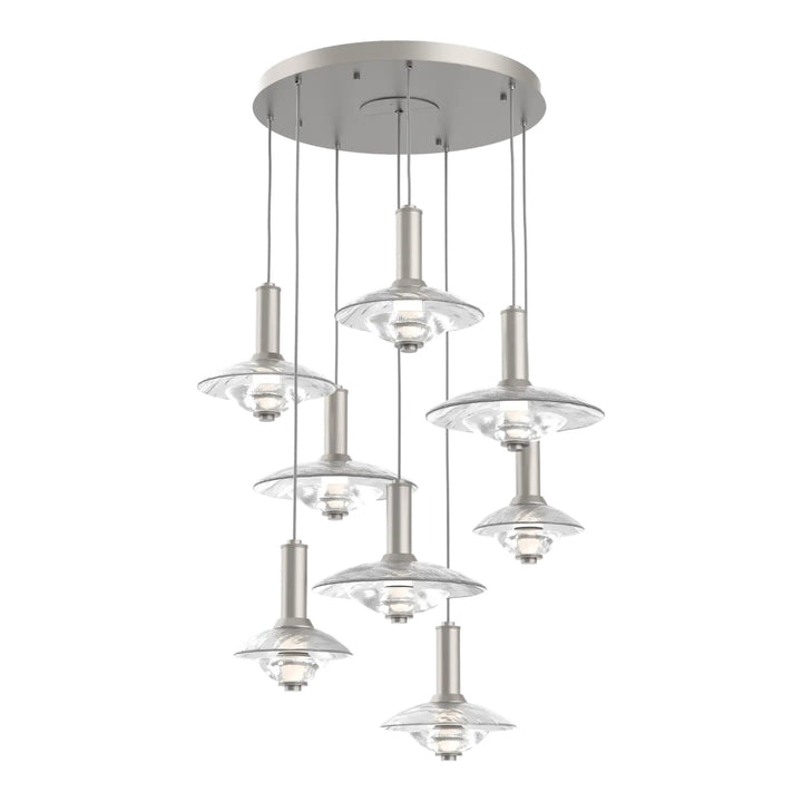 Cirrus Round Pendant Chandelier by Hammerton Studio in Beige Silver with Clear Granite glass (8 Lights)