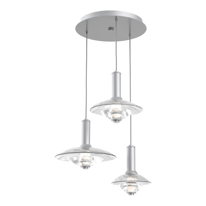 Cirrus Round Pendant Chandelier by Hammerton Studio in Classic Silver with Clear Granite glass (3 Lights)