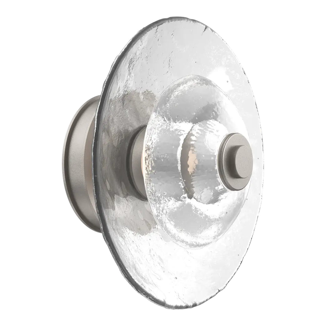 Cirrus Single Sconce &amp; Flush Mount by Hammerton Studio in Beige Silver with Clear Granite glass (Medium)