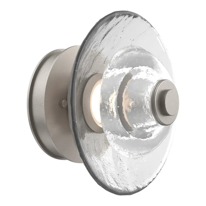 Cirrus Single Sconce &amp; Flush Mount by Hammerton Studio in Beige Silver with Clear Granite glass (Small)