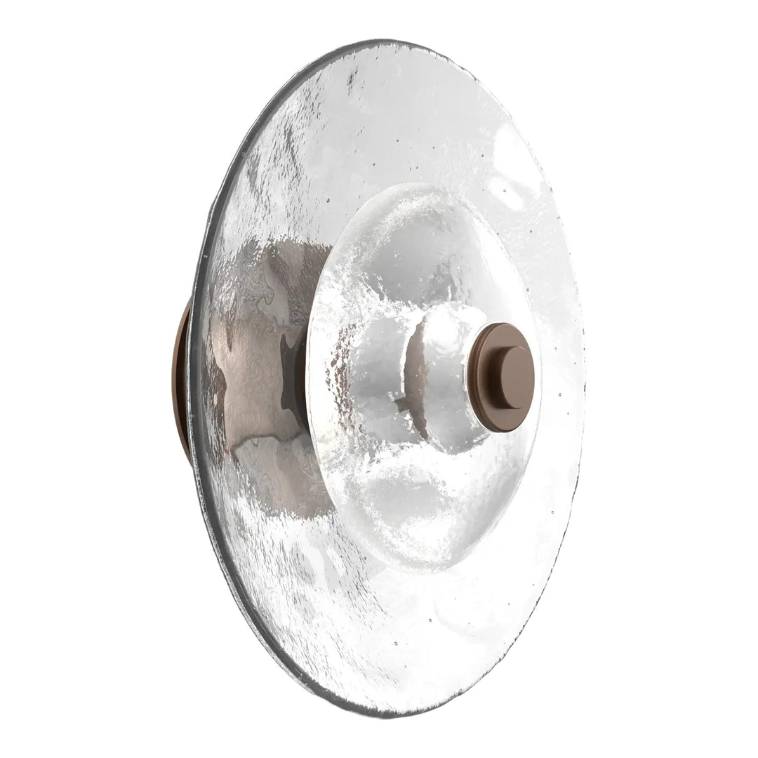 Cirrus Single Sconce &amp; Flush Mount by Hammerton Studio in Burnished Bronze with Clear Granite glass (Large)