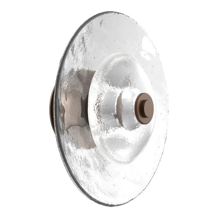 Cirrus Single Sconce &amp; Flush Mount by Hammerton Studio in Burnished Bronze with Clear Granite glass (Large)