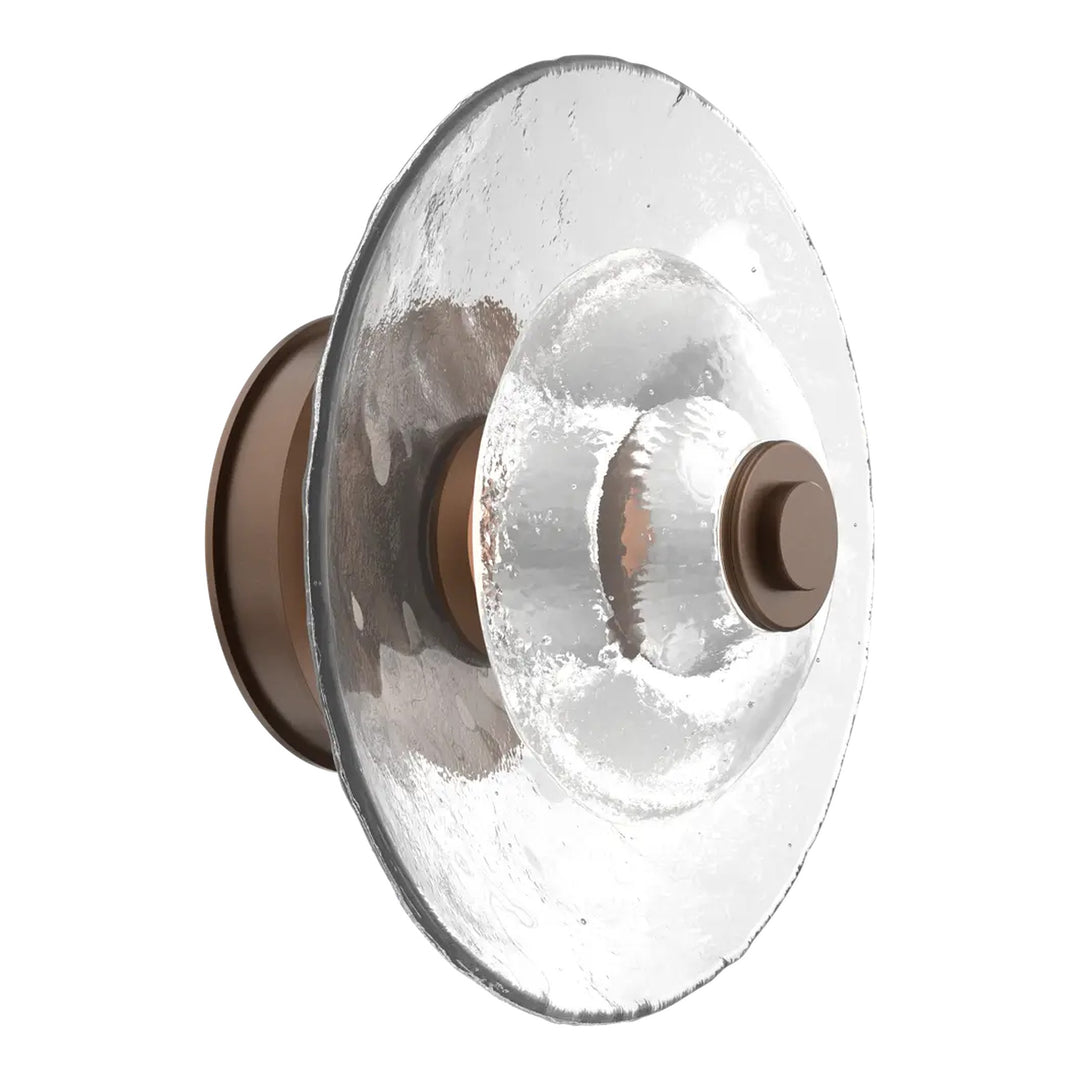 Cirrus Single Sconce &amp; Flush Mount by Hammerton Studio in Burnished Bronze with Clear Granite glass (Medium)