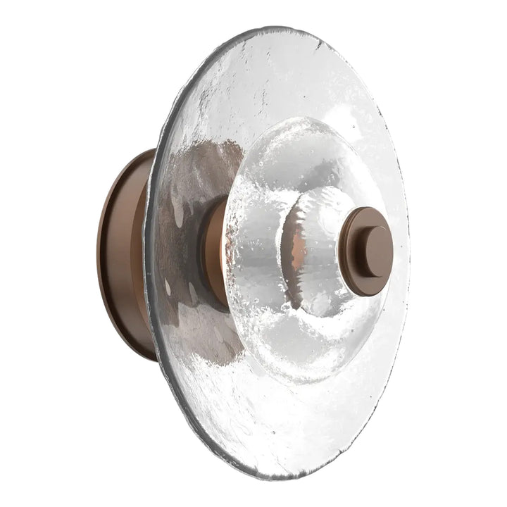 Cirrus Single Sconce &amp; Flush Mount by Hammerton Studio in Burnished Bronze with Clear Granite glass (Medium)