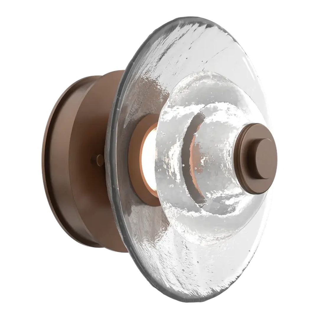 Cirrus Single Sconce &amp; Flush Mount by Hammerton Studio in Burnished Bronze with Clear Granite glass (Small)